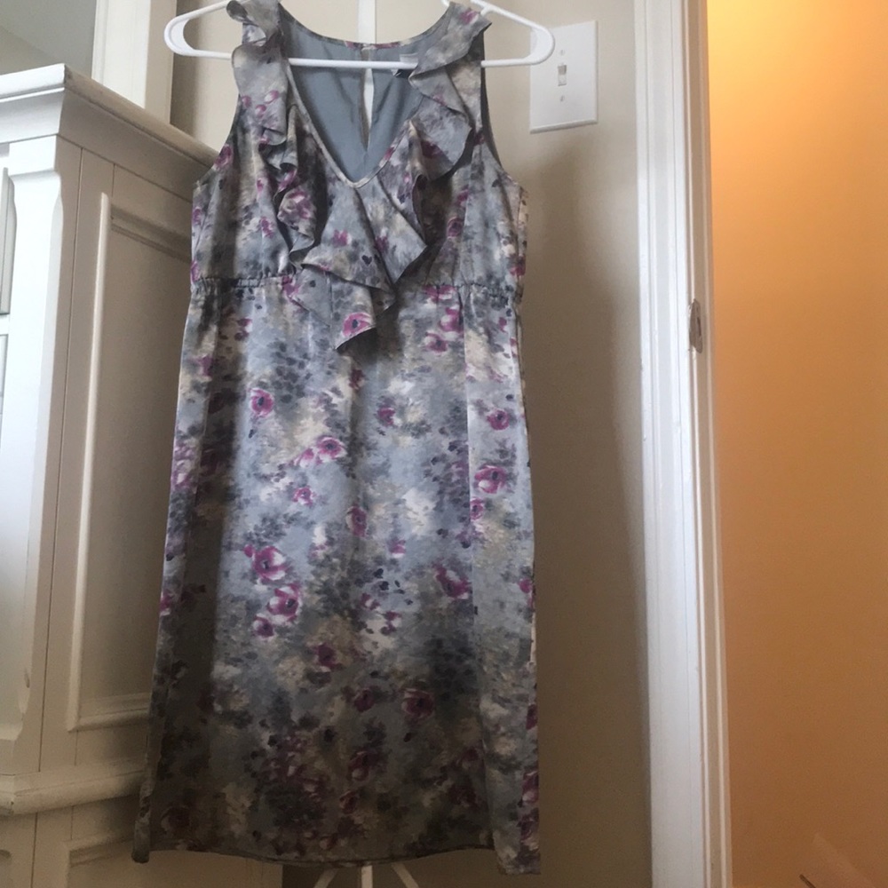 LOFT Watercolor Print Ruffle Dress